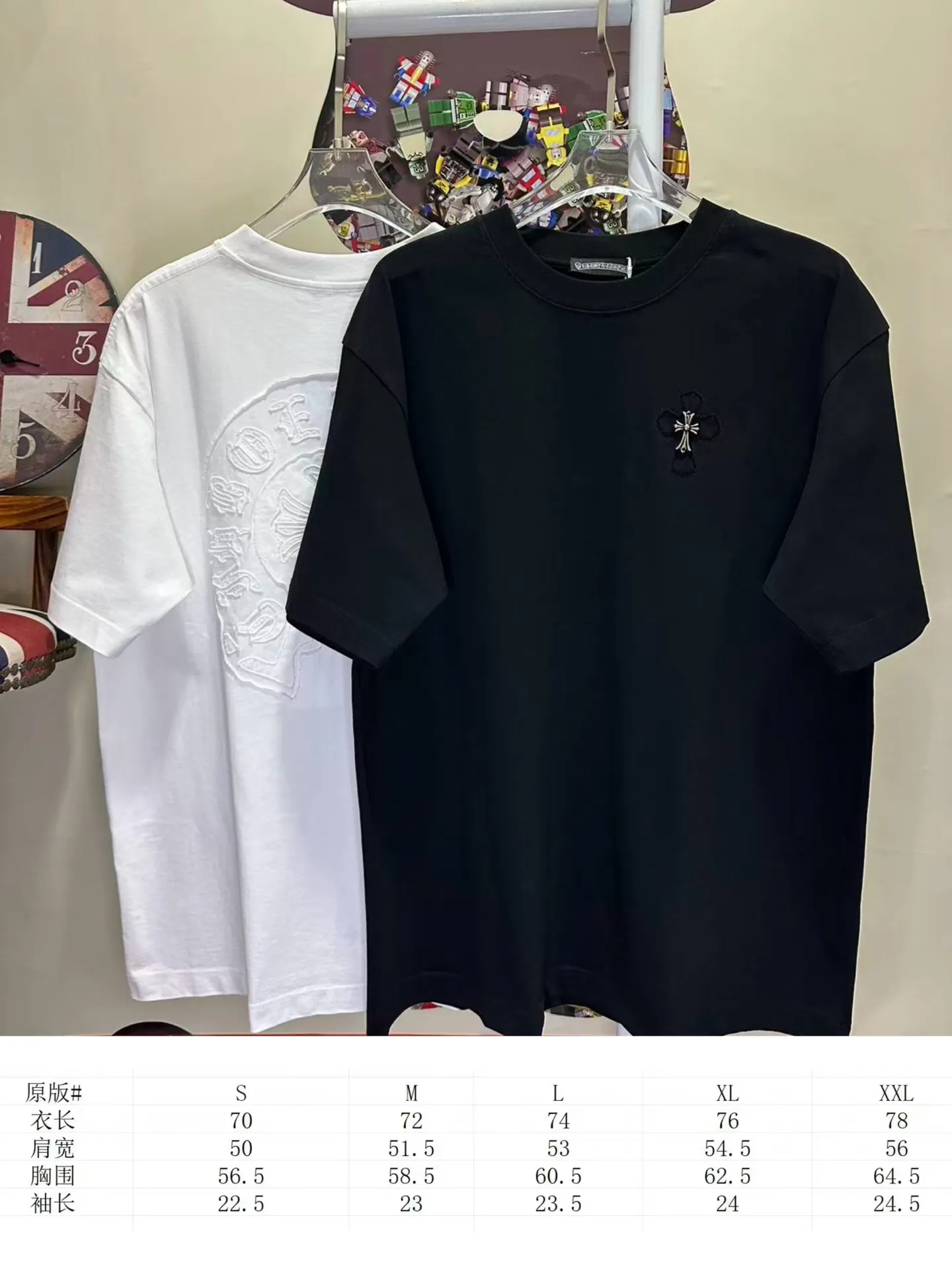 L 26951# Come Hearts ( ） ： 🪡 + 🪡 ：Black White SIZE：S-XXL